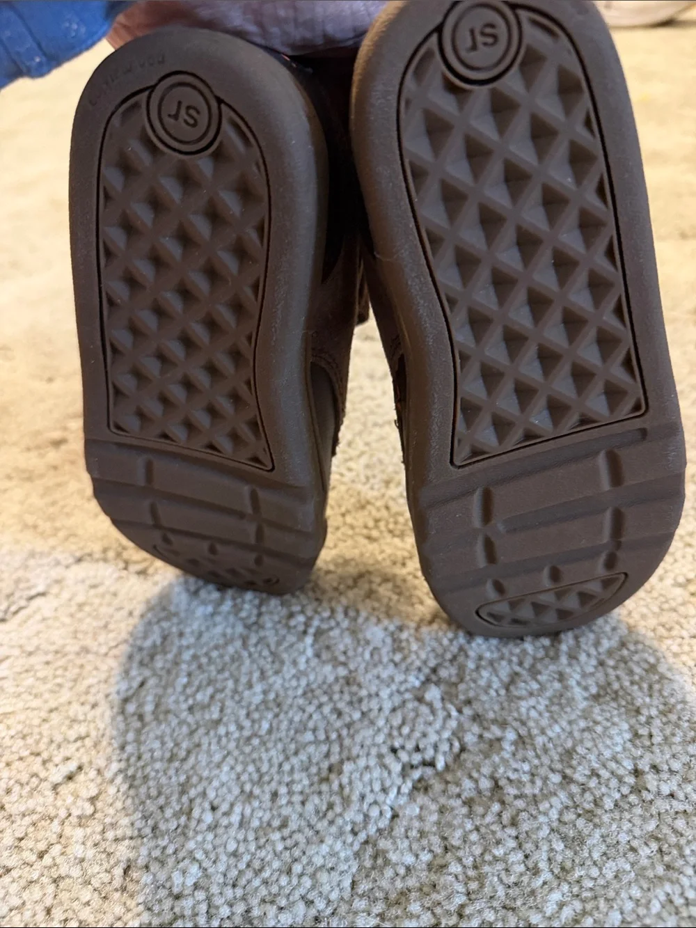 Stride Rite Brown Suede Kids High-Top Boots with Orange Lining